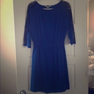 Blue dress with lace arm detail